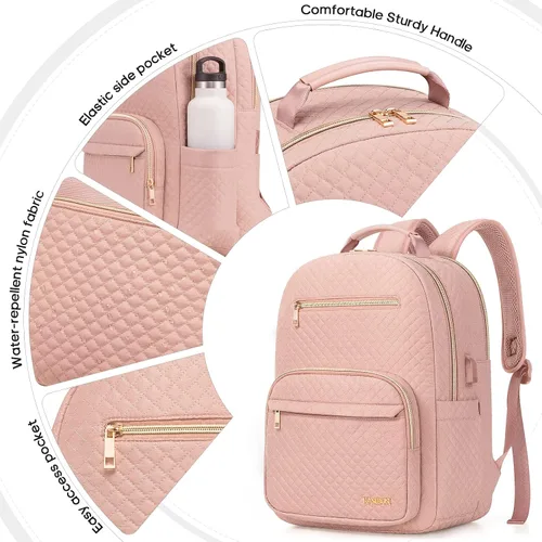 Miniatura 5 de mochila para laptop para mujer, Rosado, Casual