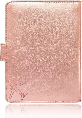 Miniatura 3 de Talent - Funda para pasaporte, de piel sintética, con bloqueo RFID, para pasaporte, cartera de viaje, Oro rosa, mapa, Cartera RFID