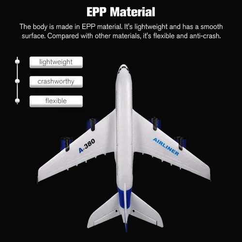 Miniatura 6 de Avión RC A380 GoolRC, avión de control remoto de 2.4G y 3 canales, avión RC fácil de volar para principiantes, juguetes de modelo de planeador