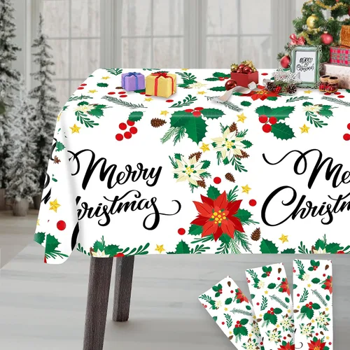 Miniatura 9 de KatchOn, XtraLarge - Mantel de Navidad de plástico, paquete de 3, 108 x 54 pulgadas, mantel de vinilo desechable de Navidad, decoraciones navideñas