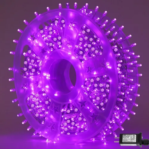 Miniatura 16 de QITONG Tira de luces rojas y verdes para exteriores, 165 pies, 500 luces LED de alambre transparente de Navidad para interiores, 8 modos de luz