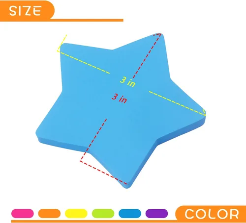 Miniatura 4 de SIMONA - Notas adhesivas en forma de estrella de 6 colores brillantes, bloc de 75 hojas autoadhesivas (6 blocs)