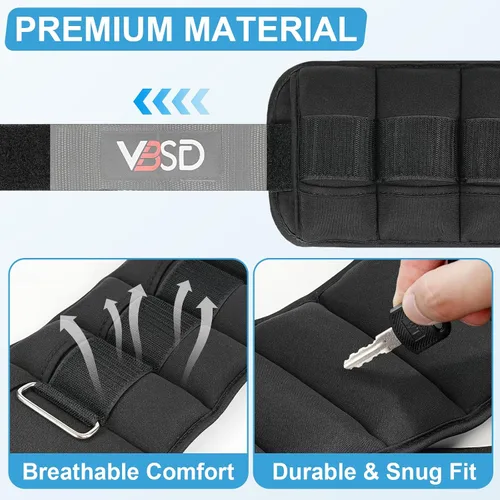 Miniatura 3 de VBSD Pesas de tobillo ajustables para hombres y mujeres, 2, 4, 6, 8, 10 libras, 1 par de correas de peso para piernas, juego de pesas de tobillo
