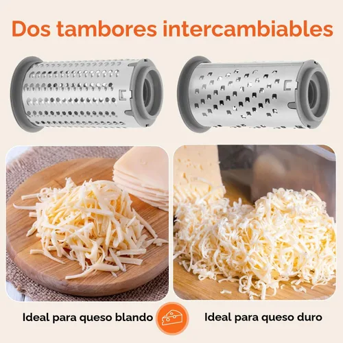 Miniatura 2 de UHIYEE Rallador Rotativo Patentado de Queso Parmesano, Rallador de Queso de Manivela con Tambores Finos y Gruesos, Calidad de Restaurante, Blanco