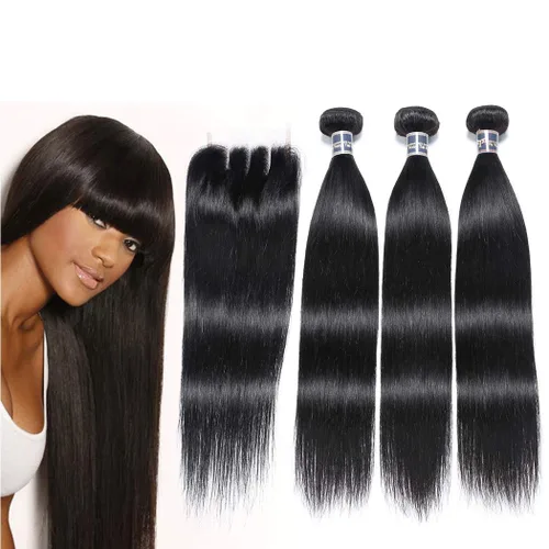 Miniatura 13 de Extensiones de cabello, liso, malasio, calidad 9A