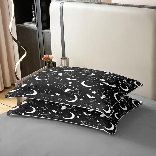 Miniatura 6 de Castle Fairy Juego de funda de edredón de esqueleto para adolescentes, 100% algodón natural, juego de funda de edredón en blanco y negro