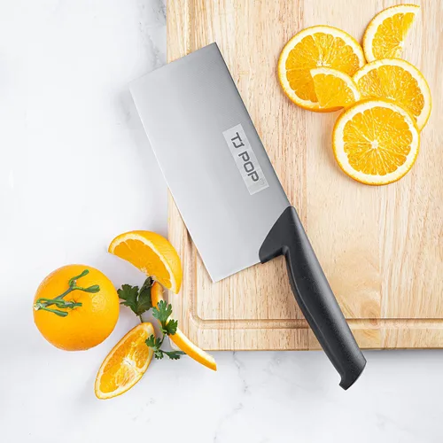 Miniatura 7 de TJ POP Cuchillo chino de carnicero de 7.5 pulgadas, cuchillo de cocina, cuchillo de carnicero de acero inoxidable 420HC, espesor de hoja de 2.5 mm