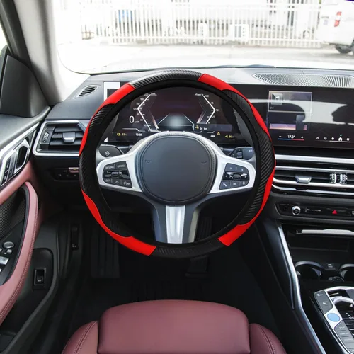 Miniatura 7 de Funda para volante de automóvil, funda para volante de automóvil para hombres y mujeres, funda de cuero de microfibra de 15 pulgadas para volante