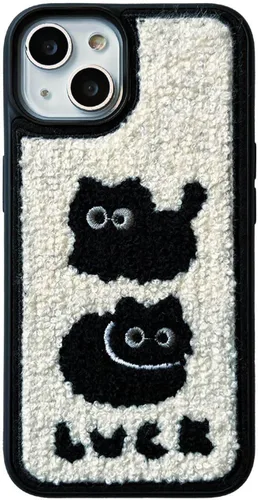 Miniatura 14 de Funda de briquetas linda y esponjosa para iPhone 14, 6.1 pulgadas (negro)