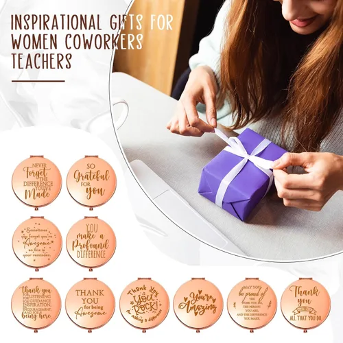 Miniatura 6 de Kathfly 10 piezas de regalos de la semana de CNA, espejo compacto a granel, regalos de agradecimiento para mujeres, espejo de maquillaje plegable