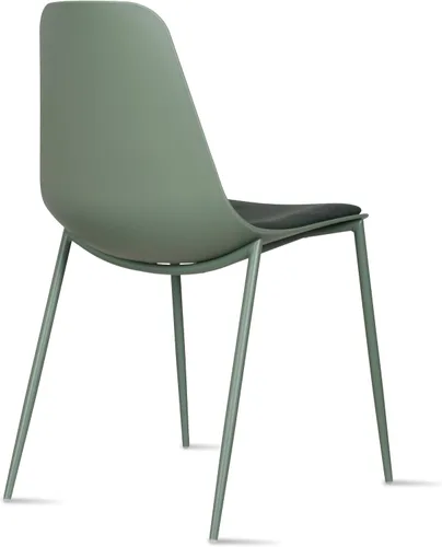 Miniatura 7 de 2xhome Silla moderna de cocina y comedor Cojín acolchado de tela Patas de metal y asiento de plástico sin brazos Oficina Interior Patio Café