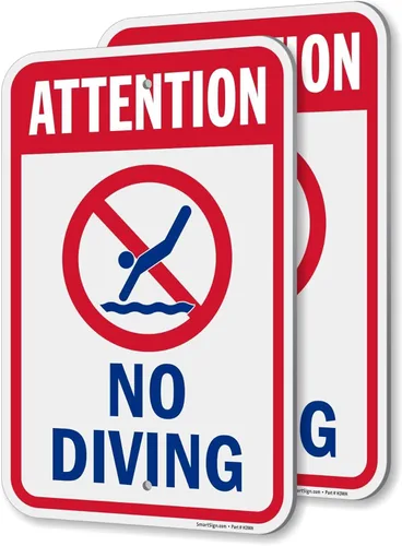 Miniatura 11 de SmartSign Letrero "Attention - No Diving" Aluminio de 12 x 18 pulgadas