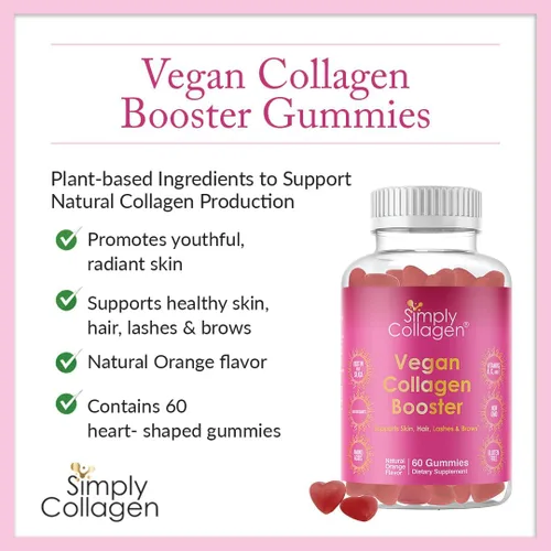 Miniatura 5 de Simply Collagen® Gomitas de colágeno veganas para mujeres y hombres, colágeno a base de plantas con biotina, vitaminas A, C y E, refuerzo
