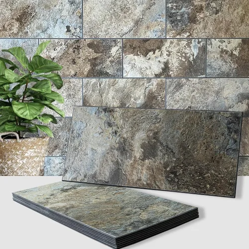 Miniatura 20 de AULIGET 20 piezas de azulejos de pared de piedra sintética ligera para despegar y pegar, 6 x 12 pulgadas, PVC para cocina, baño, lavandería, cámper
