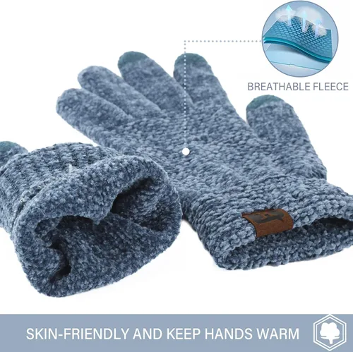 Miniatura 3 de FZ FANTASTIC ZONE Womens Winter Touchscreen Gloves for Cold Weather, Chenille Warm Knit Gloves