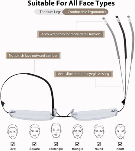 Miniatura 6 de Gafas de lectura fotocromáticas multifocales, gafas de sol de transición multifocal progresivas sin montura para hombres y mujeres, corte