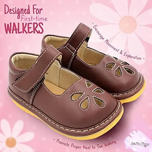 Miniatura 3 de Little Mae's Boutique Mary Jane - Zapatos chirriantes para niñas pequeñas, zapatos ideales para caminar con chirriador extraíble y correa ajustable