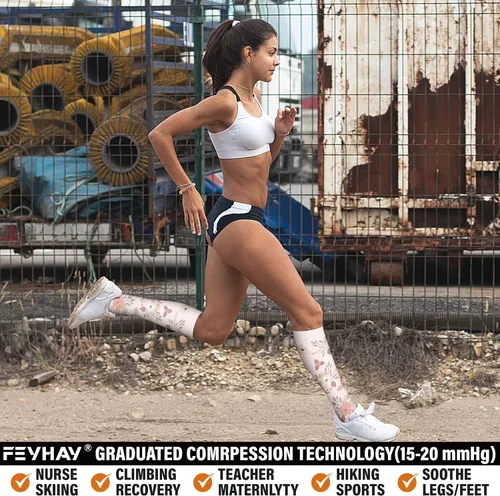 Miniatura 40 de FEYHAY Calcetines de compresión de cobre (5 pares) de 15-20 mmHg, la circulación es la mejor atlética y diaria para hombres y mujeres, correr