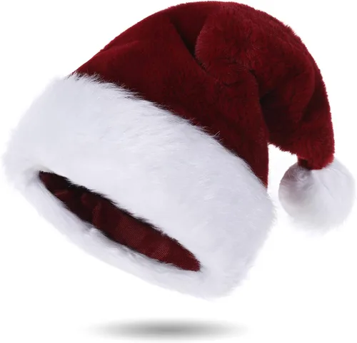 Sombreros de Papá Noel para adultos, unisex, de terciopelo al tacto, cómodos, sombreros de Navidad para Año Nuevo, fiestas, suministros de Navidad