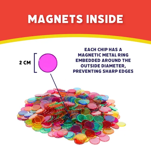 Miniatura 5 de POPULAR PLAYTHINGS 500 fichas de bingo con anillos de acero – Fichas de conteo de bordes de metal duraderas para aprendizaje en el aula