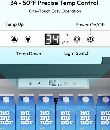 Miniatura 5 de EUHOMY Refrigeradores comerciales de 6 pies cúbicos con puerta de vidrio templado doble, refrigerador de bebidas con cerradura y estantes