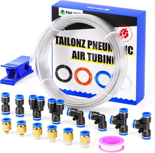 Miniatura 21 de TAILONZ PNEUMATIC Azul 0.236 in OD 0.157 in ID poliuretano PU manguera de aire tubo kit 32.8 ft 32.8ft