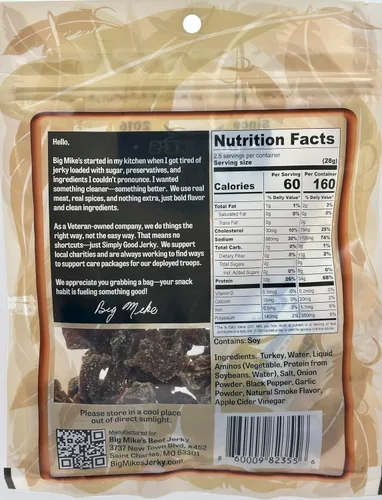 Miniatura 2 de Big Mike's Original Turkey Jerky - Original - Sin azúcar - Sin gluten - Sin nitratos - Todo natural