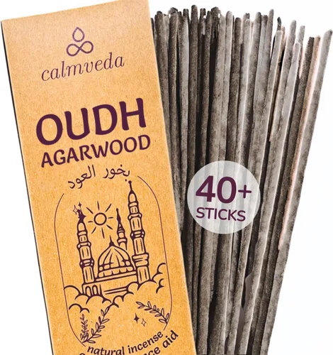 Mystic Oud Varillas de incienso de madera de agar, (40 + varillas, 9 pulgadas) de grosor, inciensos de resina natural hechos de chips Assam Oudh,
