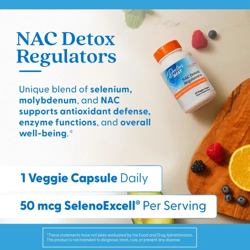 Miniatura 5 de Doctor's Best NAC Reguladores de desintoxicación con Seleno Excell, sin OMG, vegetarianos, sin gluten, sin soja, 60 cápsulas vegetales