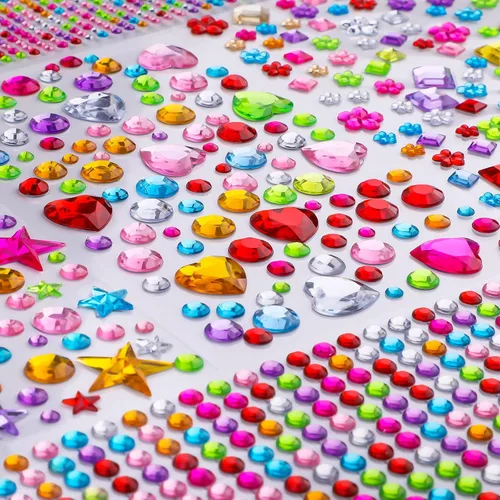 Pegatinas de gemas, 1510 piezas de pegatinas de diamantes de imitación para manualidades, pegatinas de joyas autoadhesivas, pegatinas de joyas de