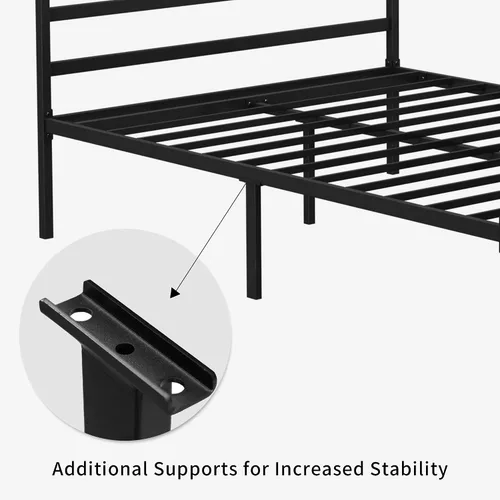 Miniatura 5 de YITAHOME Marco de cama de metal con dosel de cuatro pósteres, plataforma de cama de 14 pulgadas con cabecera incorporada, soporte de colchón
