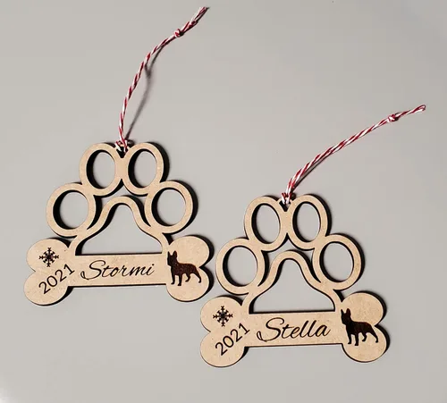 Miniatura 4 de Personalized Paw Print Dog Ornament — Custom Dog Bone Holiday Keepsake with Name, Year & Silhouette — Christmas Tree Decoration for Pet Lovers