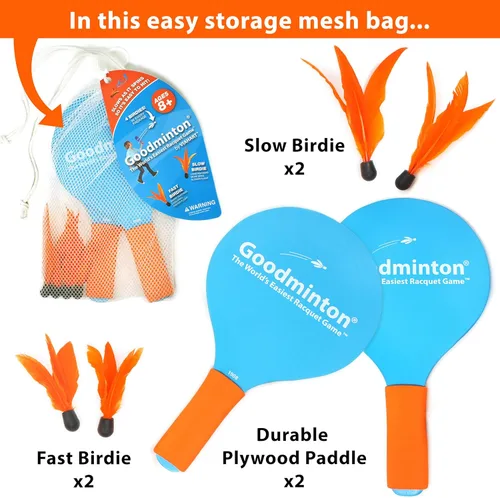 Miniatura 4 de Goodminton - El juego de raquetas más fácil del mundo: un divertido juego de paleta para interiores y exteriores durante todo el año para niños