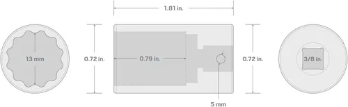 Miniatura 192 de TEKTON Encastre de 3/8 pulgadas x 0.669 in Zócalo de impacto de 12 puntos poco profundo SID12317