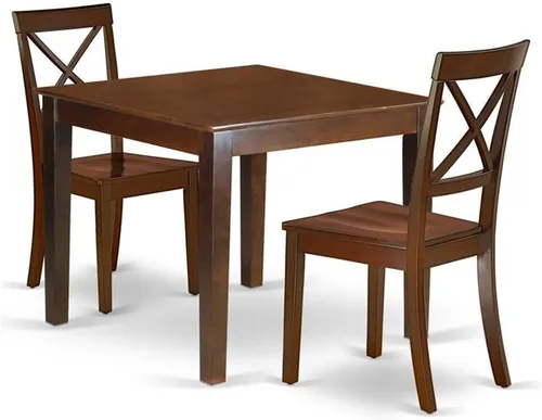 Miniatura 8 de East West Furniture OXBO3-LWH-LC - Juego de mesa de comedor moderno de 3 piezas que contiene una mesa cuadrada de madera y 2 sillas de comedor