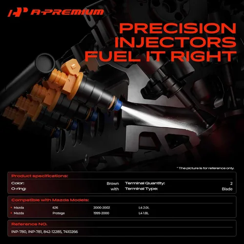 Miniatura 2 de A-Premium Inyectores de combustible compatibles con Mazda Protege 1999-2000 L4 1.8L, 626 2000-2002 L4 2.0L, gas, juego de 4