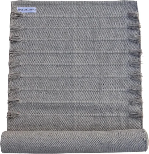 Miniatura 11 de Jaipur art & Rugs Estera de yoga de algodón orgánico - Alfombra tejida a mano ecológica - Antideslizante y gruesa (61x183x13mm) para fitness diario