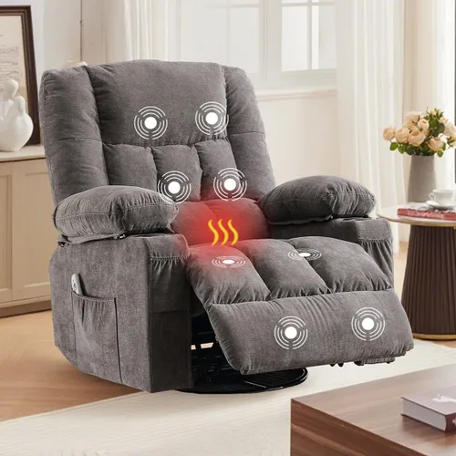 Miniatura 10 de Silla reclinable con portavasos para sala de estar, reclinable manual de tamaño grande con asiento individual, ergonómico, bolsillo lateral