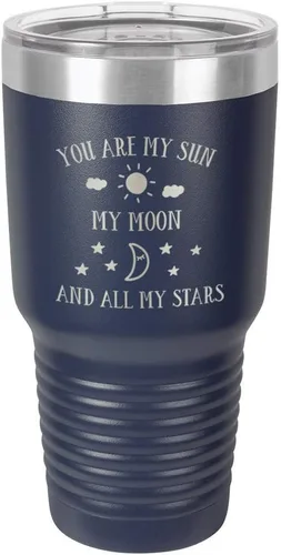 Miniatura 23 de Taza de viaje grabada con grabado en polvo de acero grabado con láser, con texto en inglés "You are MY SUN MY MOON AND ALL MY STARS", sin BPA