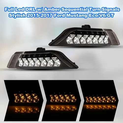 Miniatura 3 de ROXX Conjunto de señal de giro DRL LED completo para Ford Mustang 2015 2016 2017, luces antiniebla LED Mustang con luces de circulación diurna