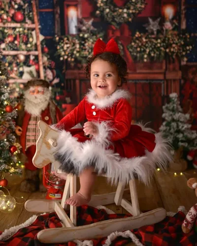 Miniatura 2 de Vestido de Navidad para niña pequeña, ropa de manga larga, color rojo, Papá Noel, princesa, fiesta, cosplay, vestidos para la cabeza