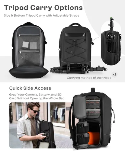 Miniatura 6 de Mochila para cámara, bolsa para cámara DSLR SLR para fotógrafos compatible con Sony/Canon/Nikon/DJI Mavic Drone, cubierta impermeable para lluvia