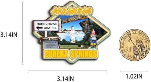 Miniatura 3 de Eureka Springs - Imán de madera para nevera, diseño de Arkansas USA en 3D, recuerdos coleccionables, decoración hecha a mano