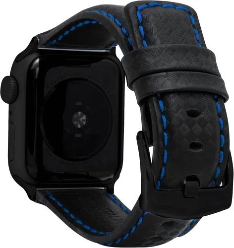 Miniatura 10 de Bandini Correa de cuero de fibra de carbono para hombre para Apple Watch de 1.732 in 1.772 in 1.654 in 1.614 in 1.575 in 1.496 in Ultra 1.929 in