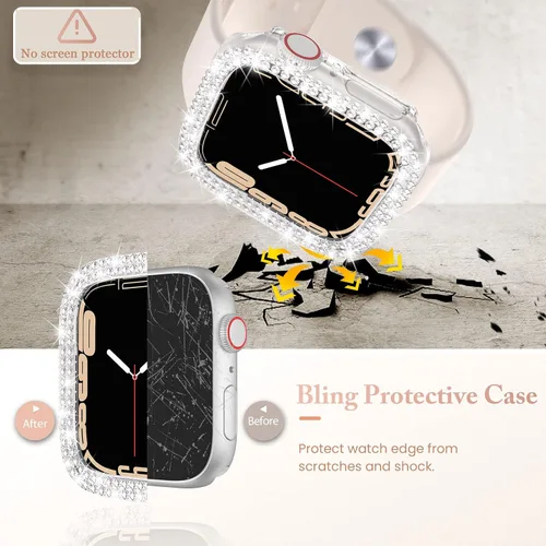 Miniatura 4 de Goton Paquete de 4 Fundas con Diamantes de Imitación para Apple Watch, Protector de 38mm para Series 3/2/1, Funda con Diamantes de Imitación