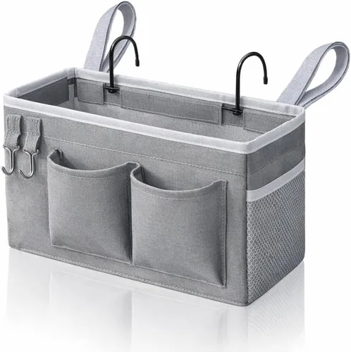 Miniatura 7 de Kanrichu 2 bolsas de almacenamiento colgantes para mesita de noche, soportes para tazas de agua, cestas organizadoras con bolsillos para literas
