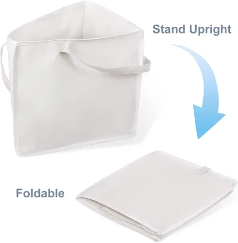 Miniatura 2 de Bolsa plegable triangular con asas, organizadores que ahorran espacio, almacenamiento ordenado en armarios, 18 x 13 x 13.2 pulgadas, blanco