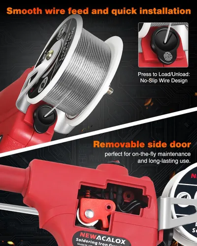 Miniatura 6 de Kit de soldador 6 en 1, pistola de soldadura automática profesional de 60 W 110 V, kit de pistola de soldadura de mano con bomba desoldadora, Rojo
