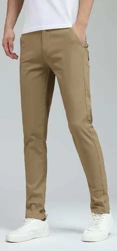 Miniatura 3 de Plaid&Plain - Pantalones de color caqui elásticos y ajustados para hombre