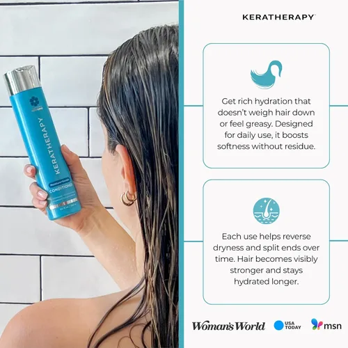 Miniatura 5 de KERATHERAPY Acondicionador de humedad con infusión de queratina, 10.1 fl. oz., 10.1 fl oz - Acondicionador hidratante e hidratante para cabello seco